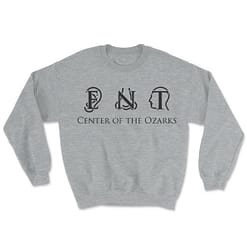 2025-ent-crew-htr_gry-blk Medium ENT of the Ozarks crewneck fleece - Heather Grey